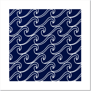 Navy Blue Sea Waves Posters and Art